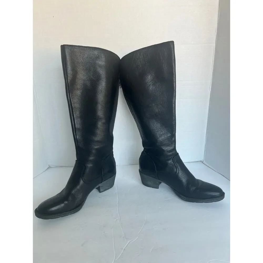 BORN Women’s BITSY Tall Knee High Black Leather Full‎ Back Zipper Boots Sz 7